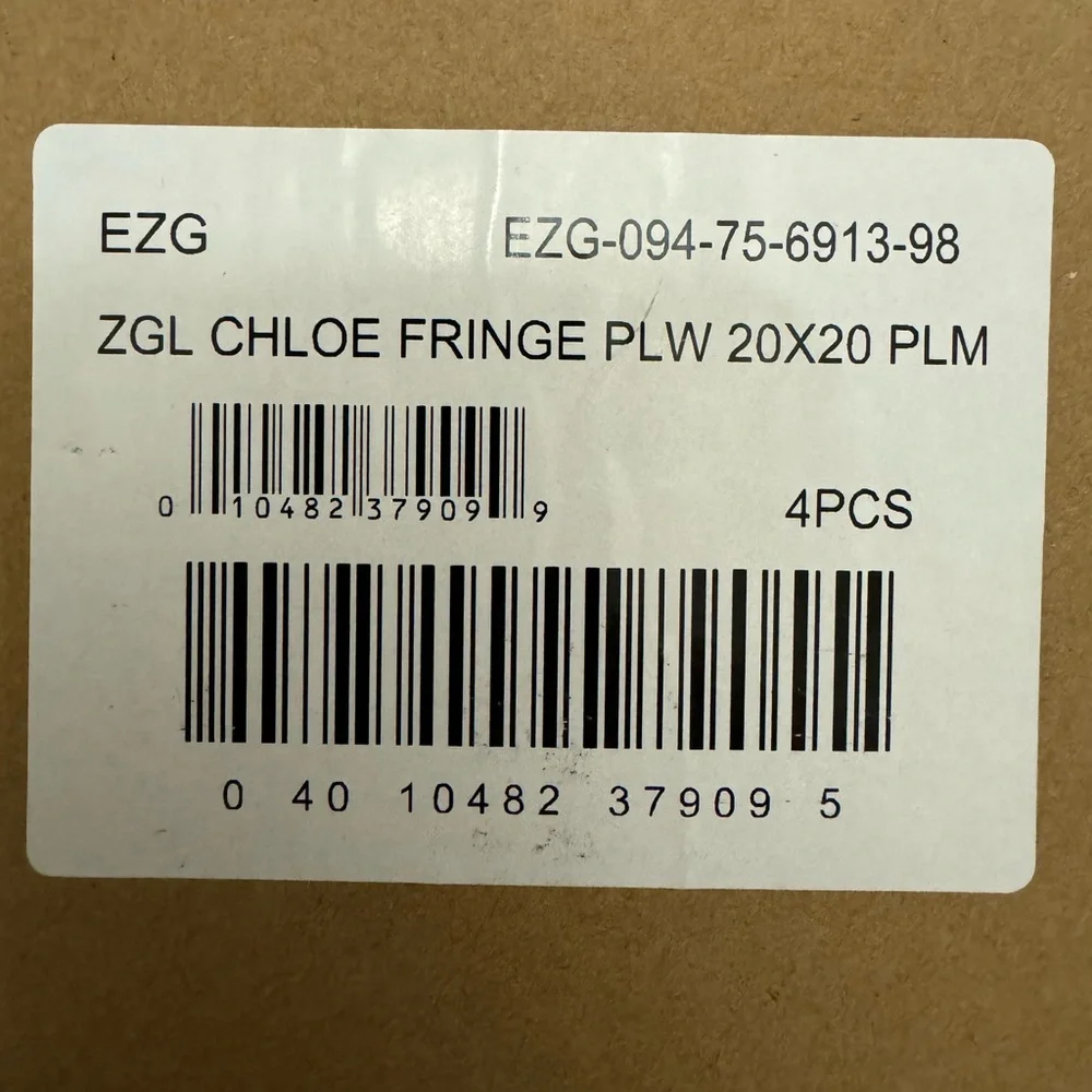 Z Gallerie Chloe 20x20 Plum Fringe Pillows (4 pieces)